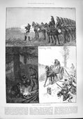 Original Old Antique Print 1887 Troops French Army Exercising Siers War Horses