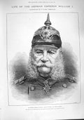 Old Antique Print 1887 German Emperor William King Prussia Prince William 19th