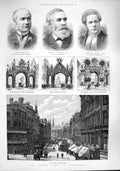 Old Antique Print 1887 Queen Birmingham Parker Martineau Smith Bull Ring 19th