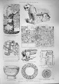 Old Antique Print 1887 Hittite Inscriptions Lion Merash Bowl Babylon Eyuk 19th