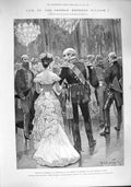 Original Old Antique Print 1887 German Emperor William Bismarck Prussia Sadowa