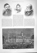 Old Antique Print 1887 Queen Birmingham Council Art Gallery Smith Andrew 19th