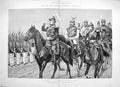 Original Old Antique Print 1887 German Emperor William Parade Royal Guards