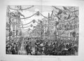 Old Antique Print 1887 Queen Birmingham Procession New Street Carriage 19th