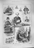Original Old Antique Print 1887 House Commons Matthews Nartlett Plowden Holland