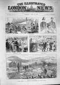 Original Old Antique Print 1887 Jubilee Festival Pontypool Monmouthshire Bevan