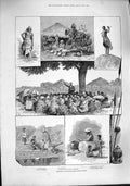 Old Antique Print 1887 Botswana Bechuanaland Africa Barolong Girl Kraal 19th