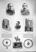 Old Antique Print 1887 Newdegate Neill King-Harman Aiken Dryden Mossley 19th