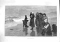 Original Old Antique Print 1887 Anxiety Women Children Waiting Beach Sea-Side