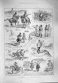 Original Old Antique Print 1887 Military Camp Exercise Rawul Pindi India Siers