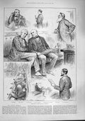 Old Antique Print 1887 House Commons Biggar Lawson Manners Smith Dillon 19th