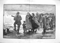 Original Old Antique Print 1887 Scene Pier After Storm Fishermen Fine Art 19th