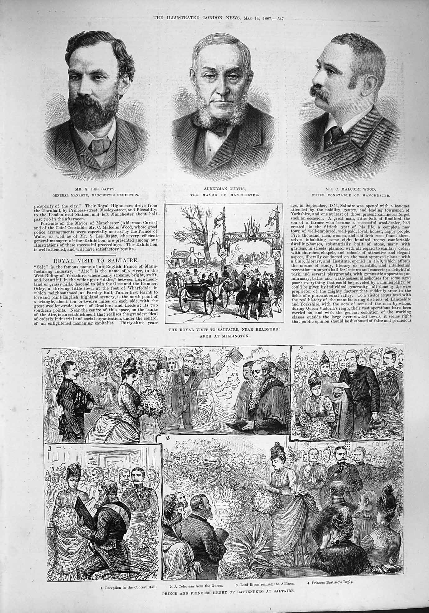 Old Antique Print 1887 Curtis Bapty Wood Prince Henry Battenberg Saltaire 19th