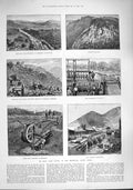 Original Old Antique Print 1887 De Kaap GFields Transvaal Africa Quarts Moodie