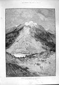 Original Old Antique Print 1887 Earthslip Schachenthal Canton Uri Switzerland