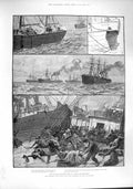 Old Antique Print 1887 Ships Crash Celtic Britannic British Queen Marengo 19th