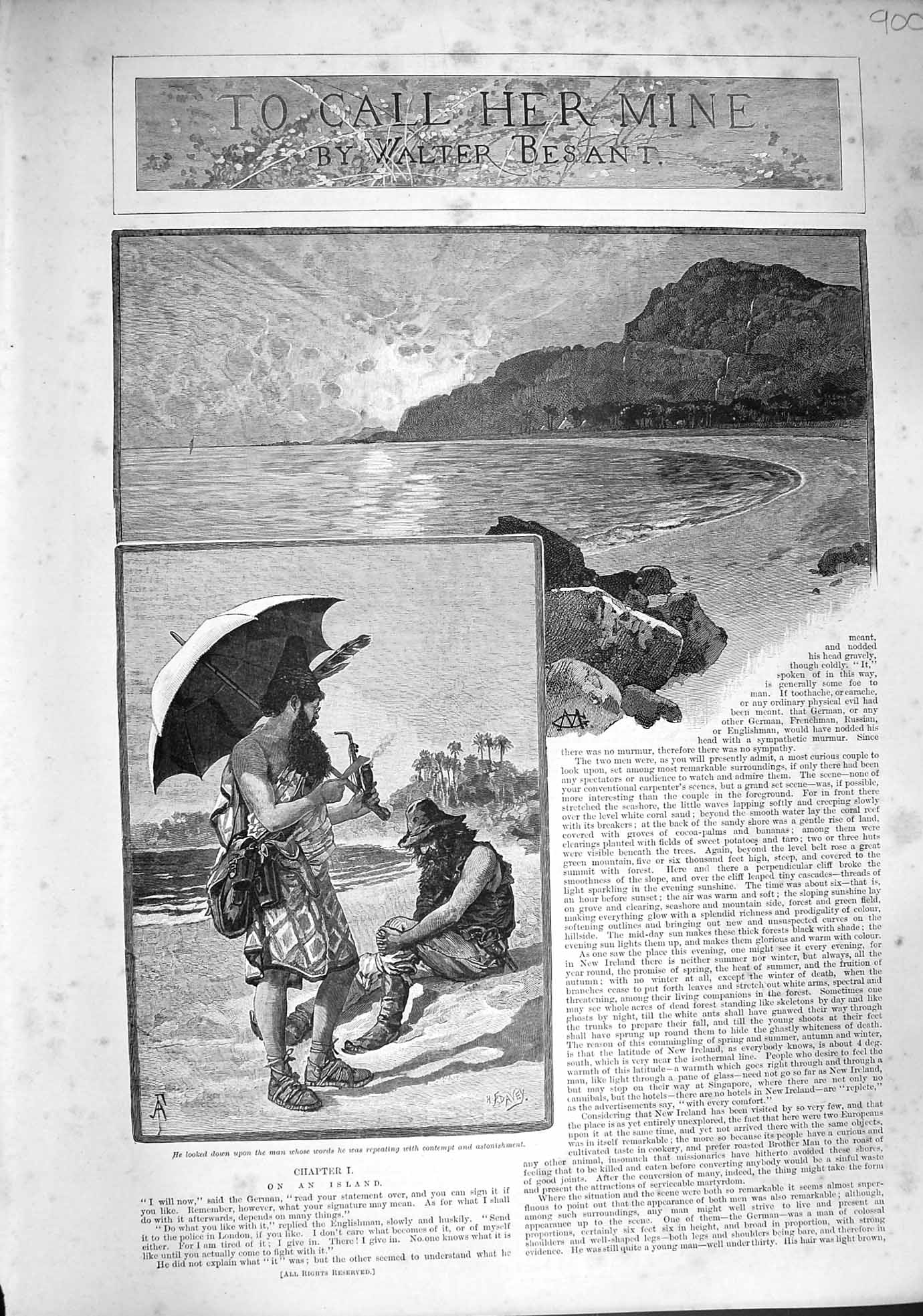 Old Antique Print 1887 Story To Call Her Mine Walter Besant Church Graves 19th