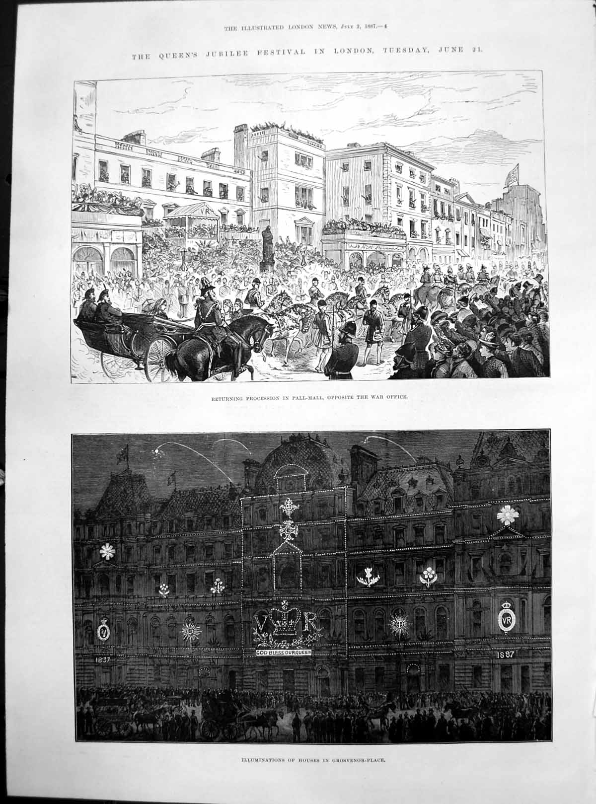 Old Queens Jubilee Festival London Pears Illuminations Oxford St 1887 Victorian