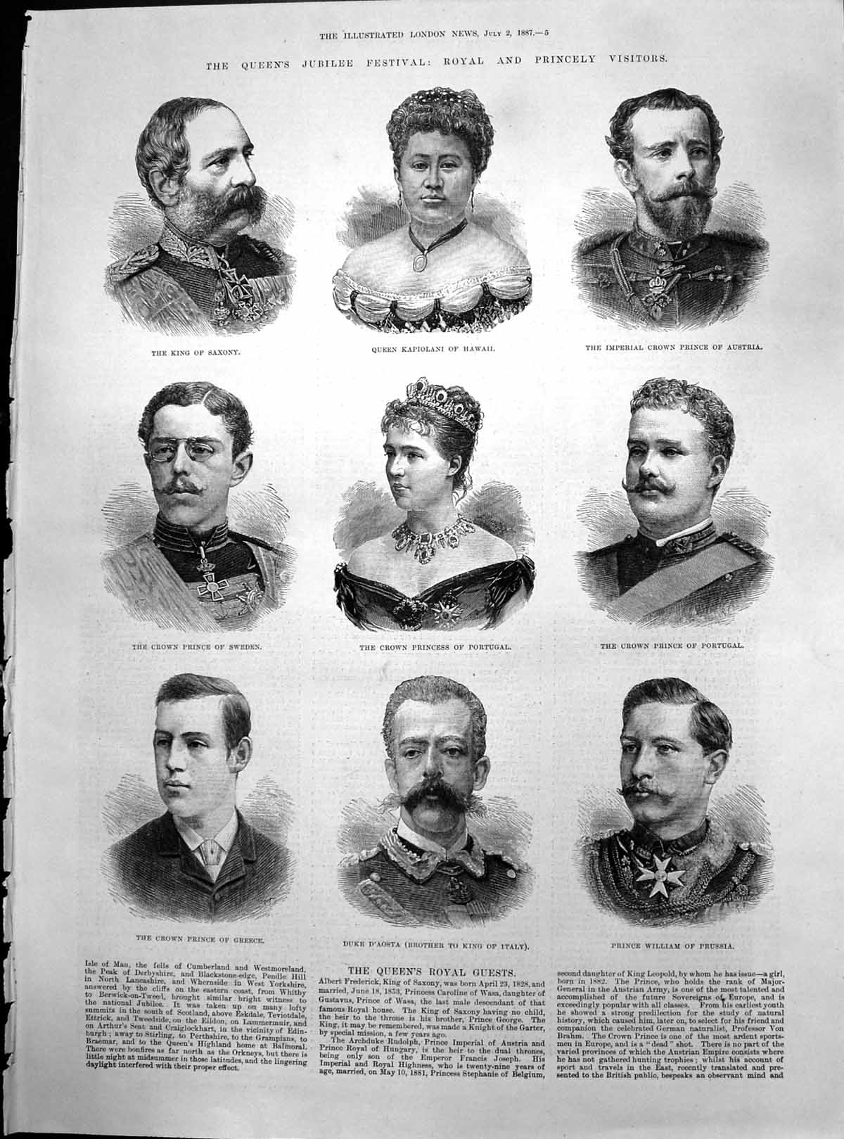 Old Queens Jubilee Festival Royal Princely Visitors King Saxony 1887 Victorian