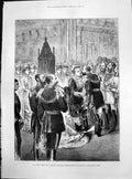 Old Print Queen Kissing Her Children Thanksgiving Westminster Abbey 1887 19th