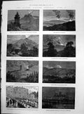 Antique Print Queens Jubilee Bonfire Balmoral Edinburgh Malvern Hills 1887 19th