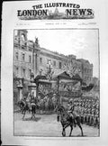Old Print Volunteer Review Queen Buckingham Palace Bootham Bar York 1887 19th