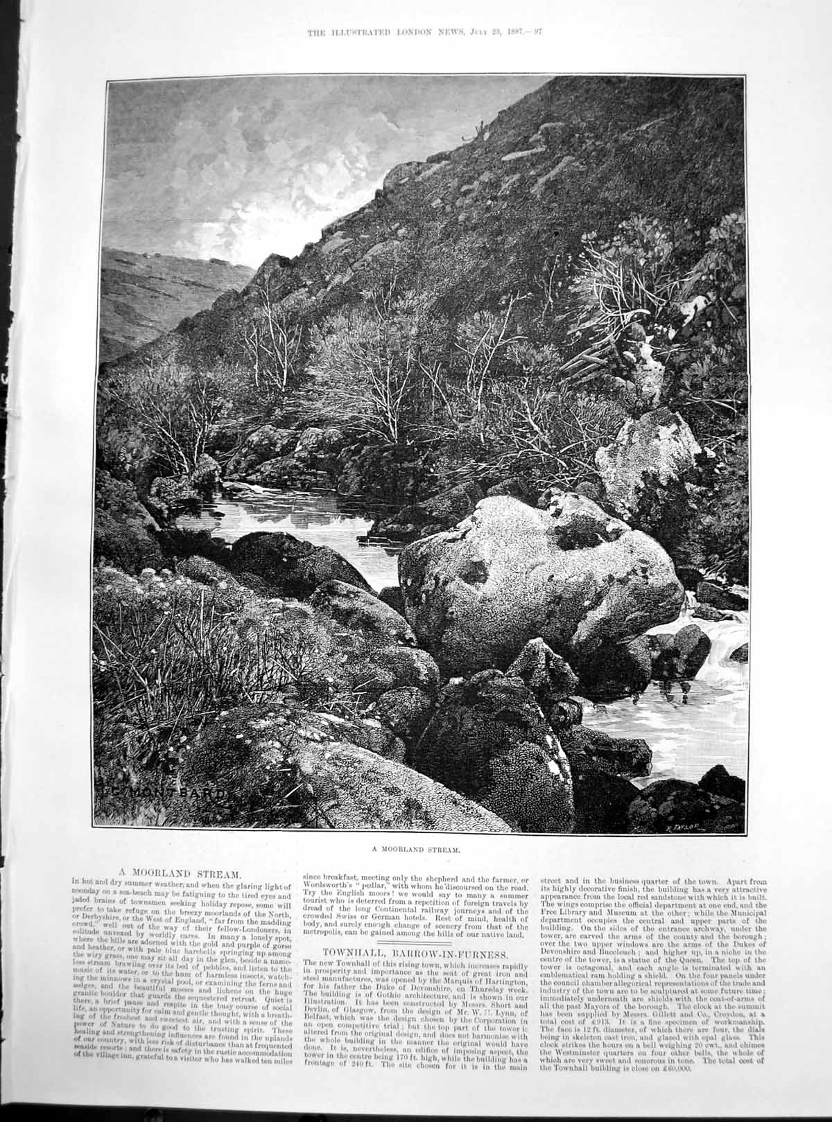 Old Moorland Stream G Montbard Hills Native Land Peace Solitude 1887 Victorian