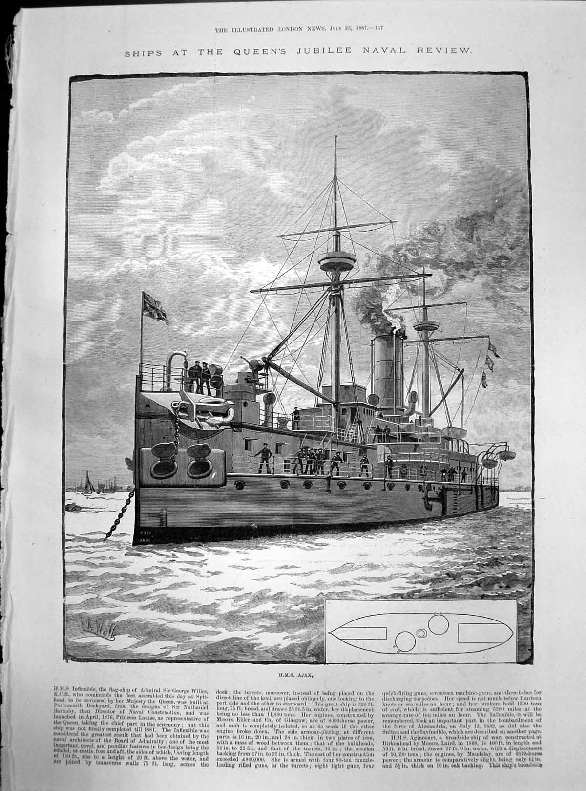 Old Ships Queens Naval Review Hms Ajax Hms Agincourt Hms Minotaur 187 Victorian