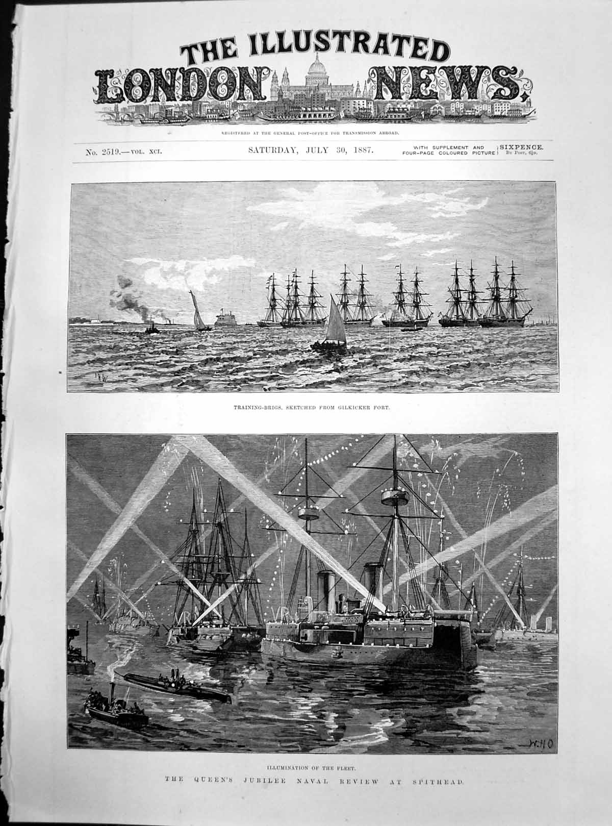 Old Queens Jubilee Naval Review Spithead Training Brigs Illumination1