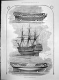 Antique Print Models English Ships War Ship 50 Guns 1701 Victory Balcaens