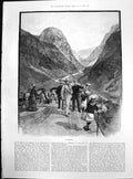 Antique Print Norway Naerodal Aalesund Flaam River Urnaes Church Sogne 1887