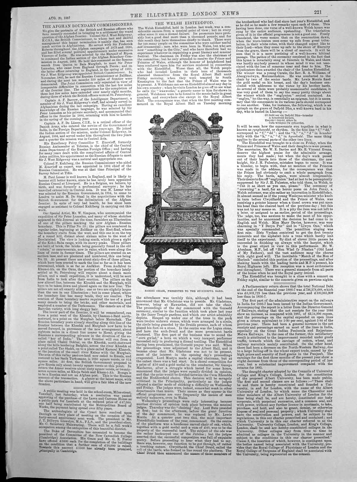 Old Welsh Nat Eisteddfod Royal Albert Hall Kensington Bardic Chair 18 19th