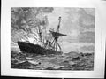 Antique Print Burning Steam Ship City Montreal Atlantic Ocean Mainmast 1887