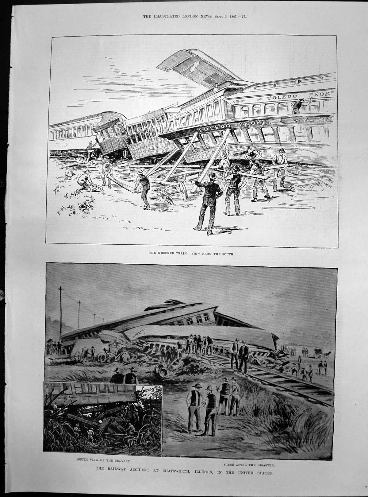 Old Railway Accident Chatsworth Illinois U S A Wrecked Train Culvert1