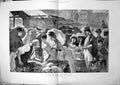 Antique Print Thames Boating Season Market Day Kingston Lucien Davis 1887 19th