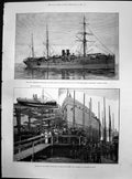 Old New Steam Ship Portugal Australian Passenger Steamer Courier 1887 Victorian