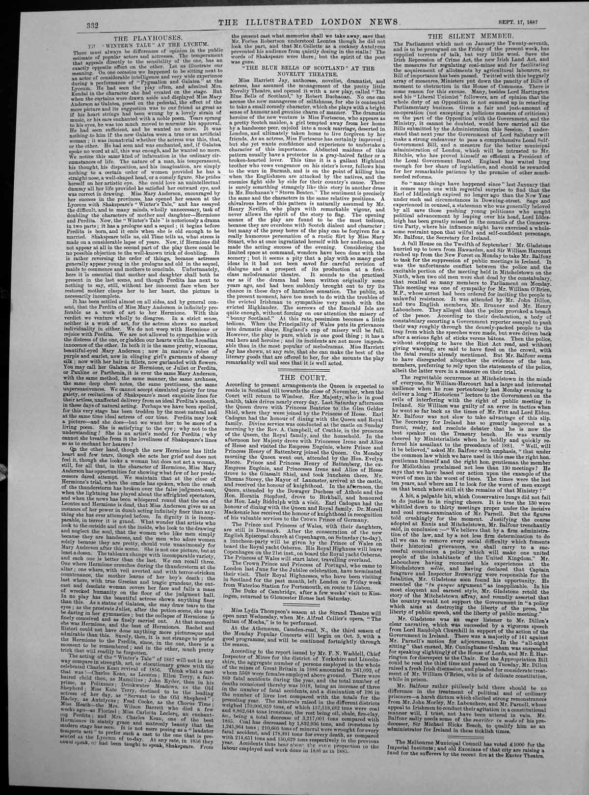 Antique Old Print Miss Mary Anderson Hermione Winters Tale M Vanderweyde 1887