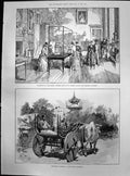 Old Print Phoongyes Carriage Burmah Exhibition Queens Jubilee Gifts 1887 19th