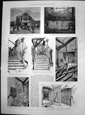 Old Burning Exeter Theatre Stairs Gallery Dress Circle Exterior 1887 Victorian