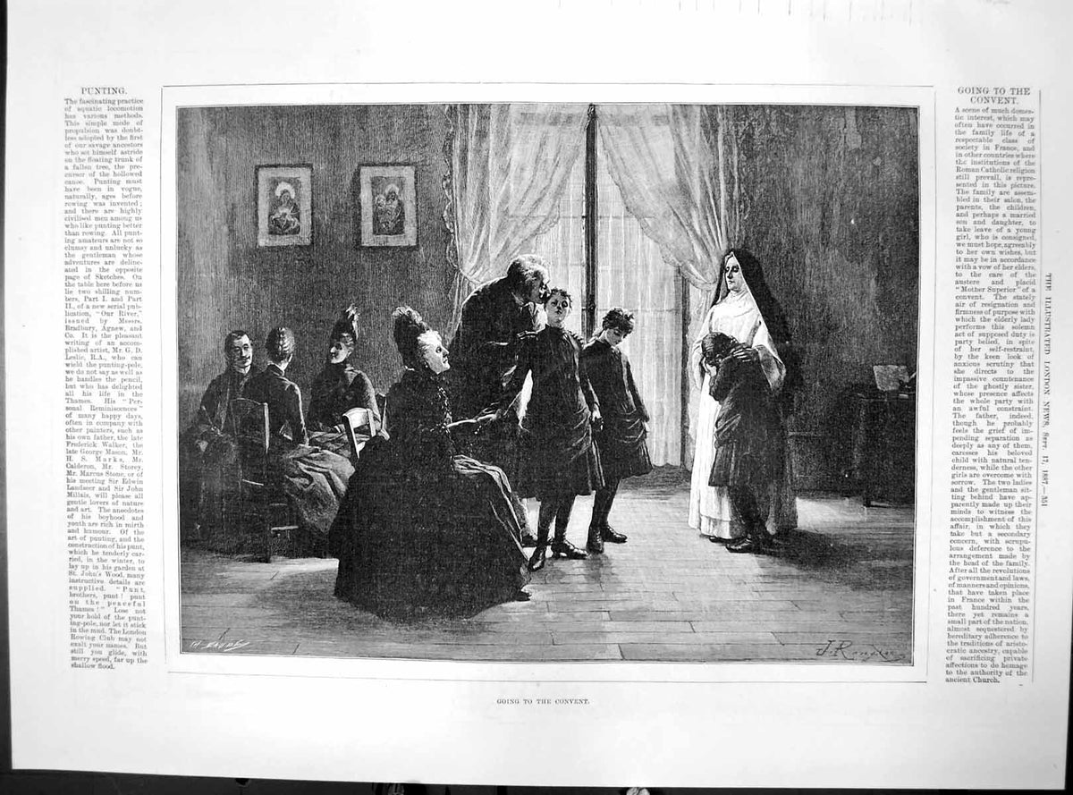 Old Going To Convent Young Girl Mother Superior Roman Catholics 1887 Victorian