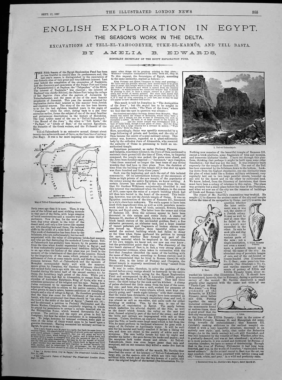 Old English Exploration Egypt Excavation Seasons Work Delta 1887Pa Victorian