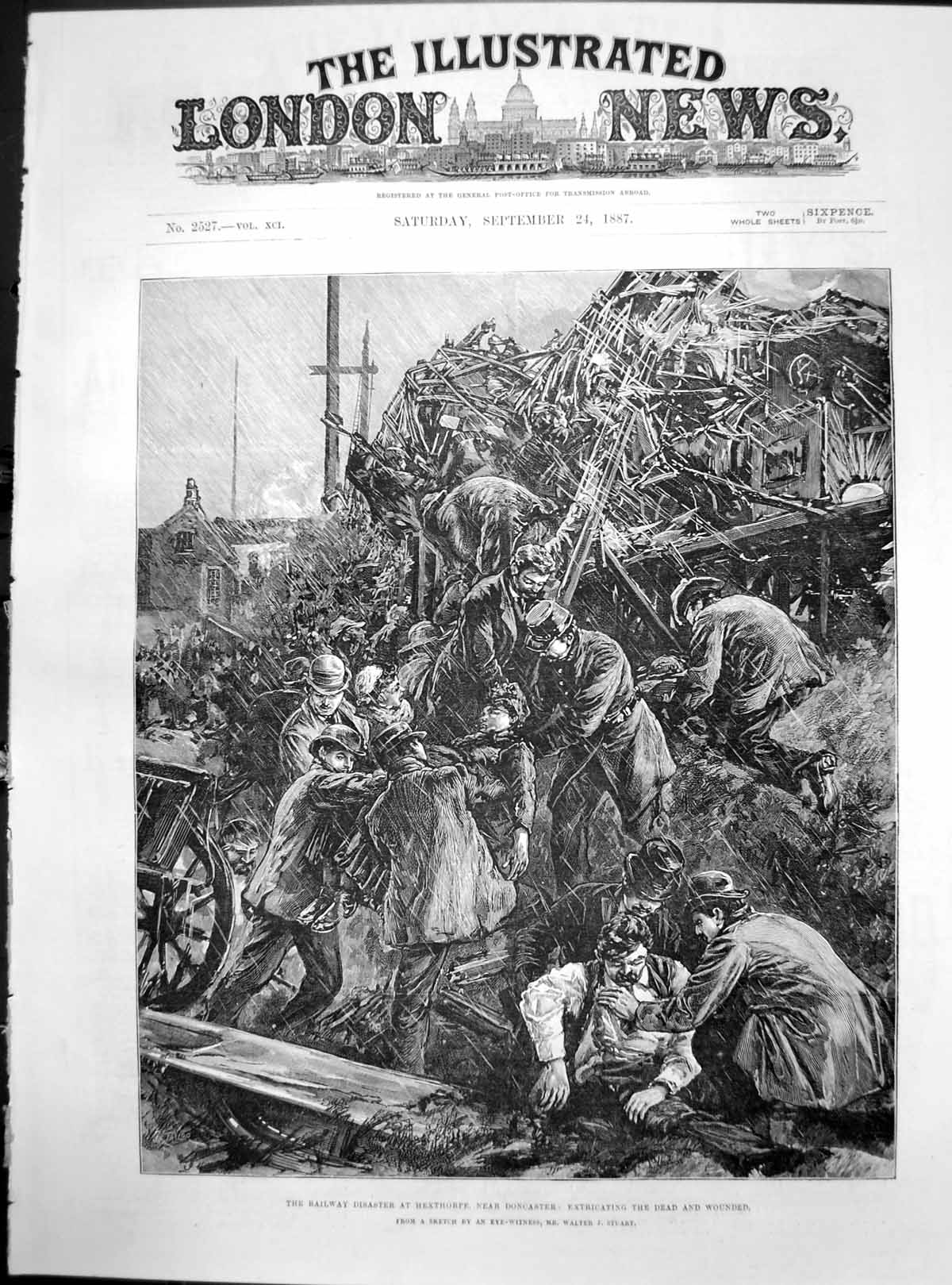 Old Railway Disaster Hexthorpe Doncaster Extricating Dead Wounded1887 Victorian