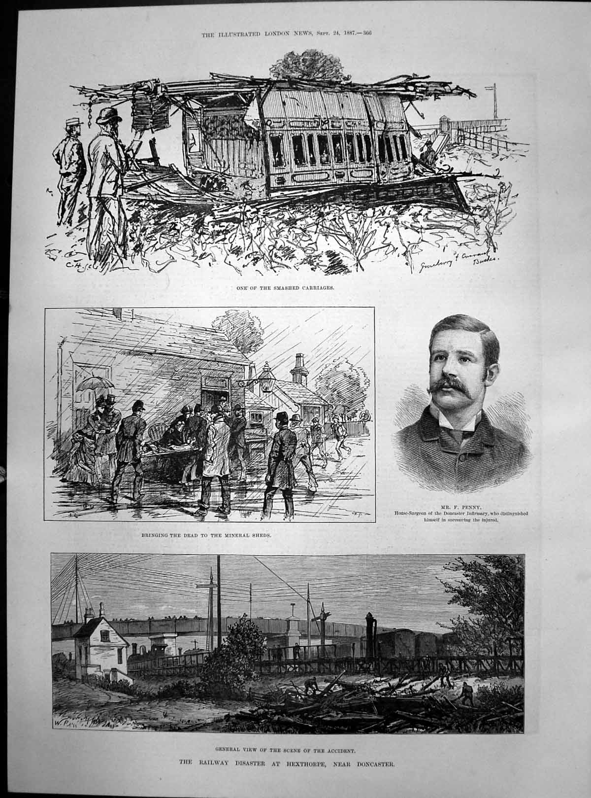 Old Railway Disaster Hexthorpe Doncaster F Penny Surgeon Carriage 188 Victorian