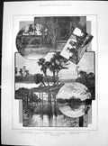 Antique Old Print Florida Dunns Bluff Weliwa River Springs Orange Avenue 1887