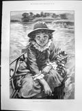 Original Old Antique Print Our Coxswain Ag Macgregor Young Girl Boat 1887 19th