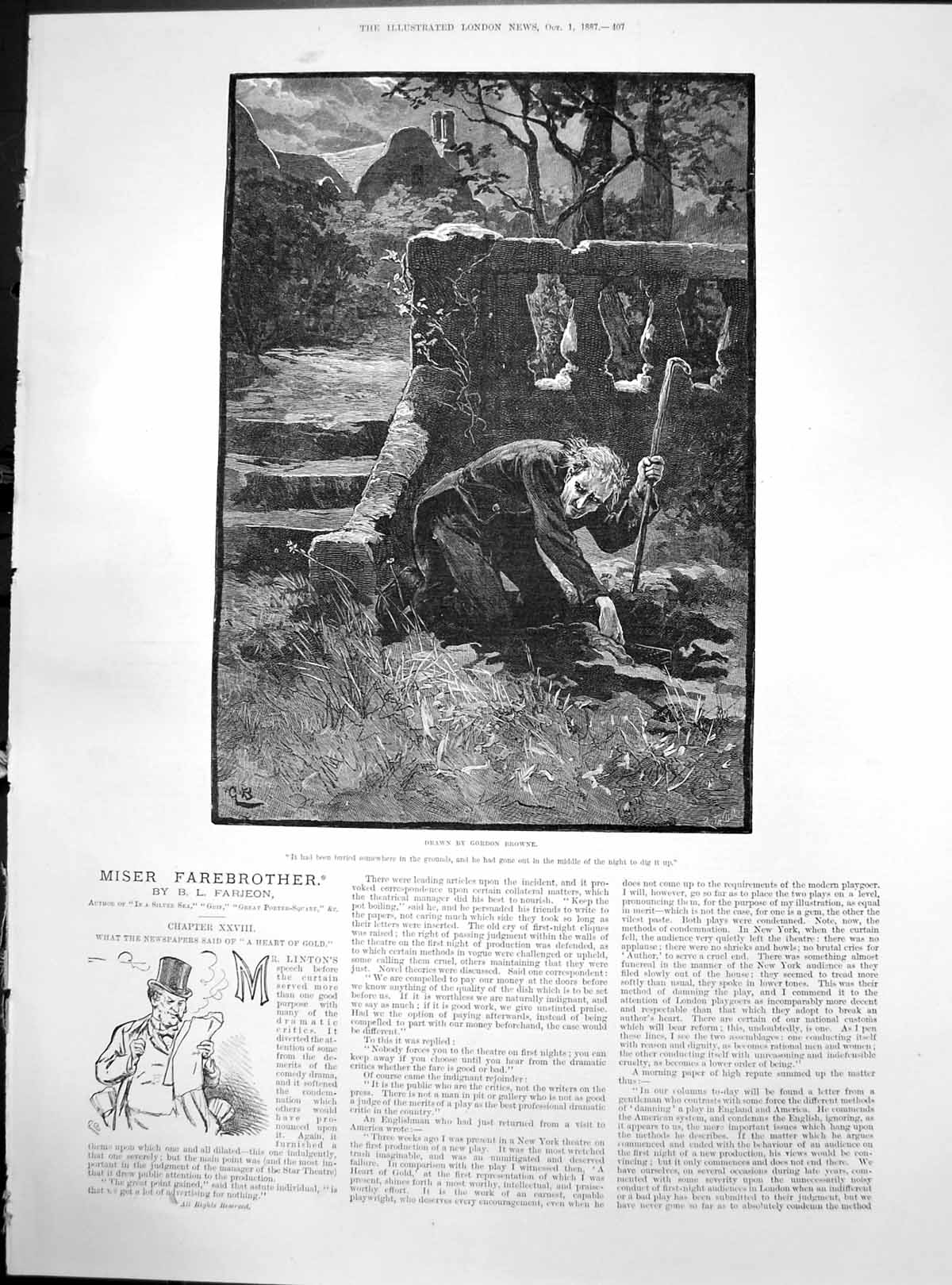 Old Miser Farebrother Man Middle Night Digging Grounds G Browne 1887 Victorian