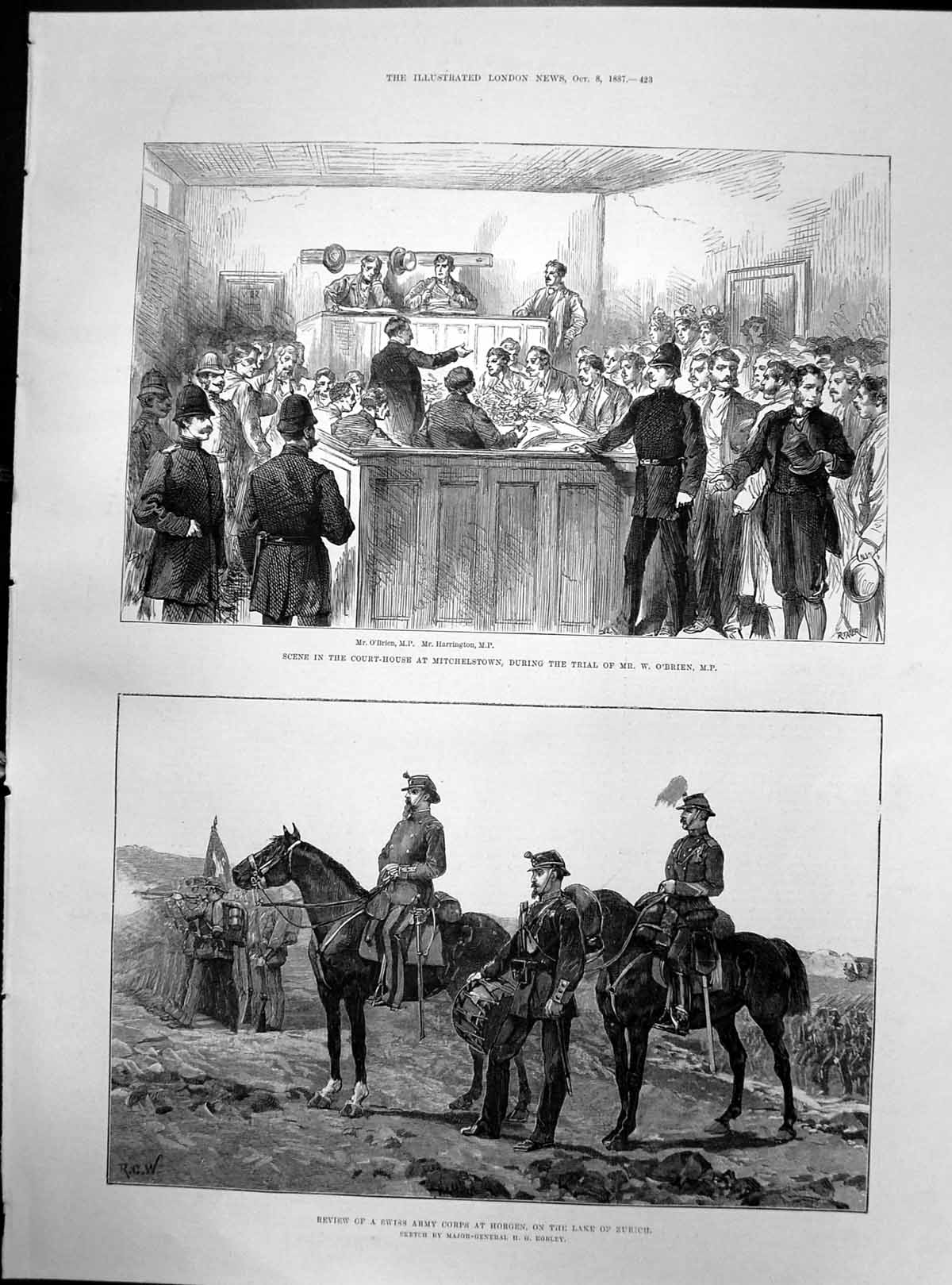 Old Trial W Obrien Ireland Review Swiss Army Corps Horgen Zurich 1887 Victorian