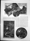 Antique Old Print Rambling Sketches Borders Dartmoor Bovey Streams Rocks 1887