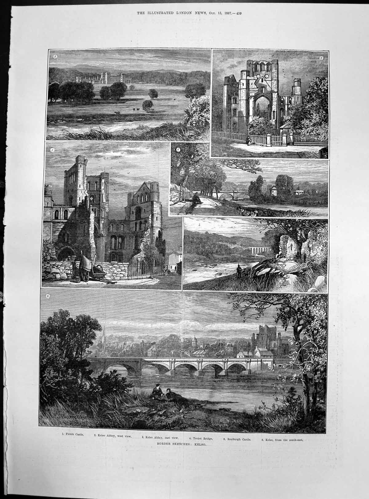 Old Kelso Fleurs Castle Kelso Abbey Teviot Bridge Roxburgh Castle 188 Victorian