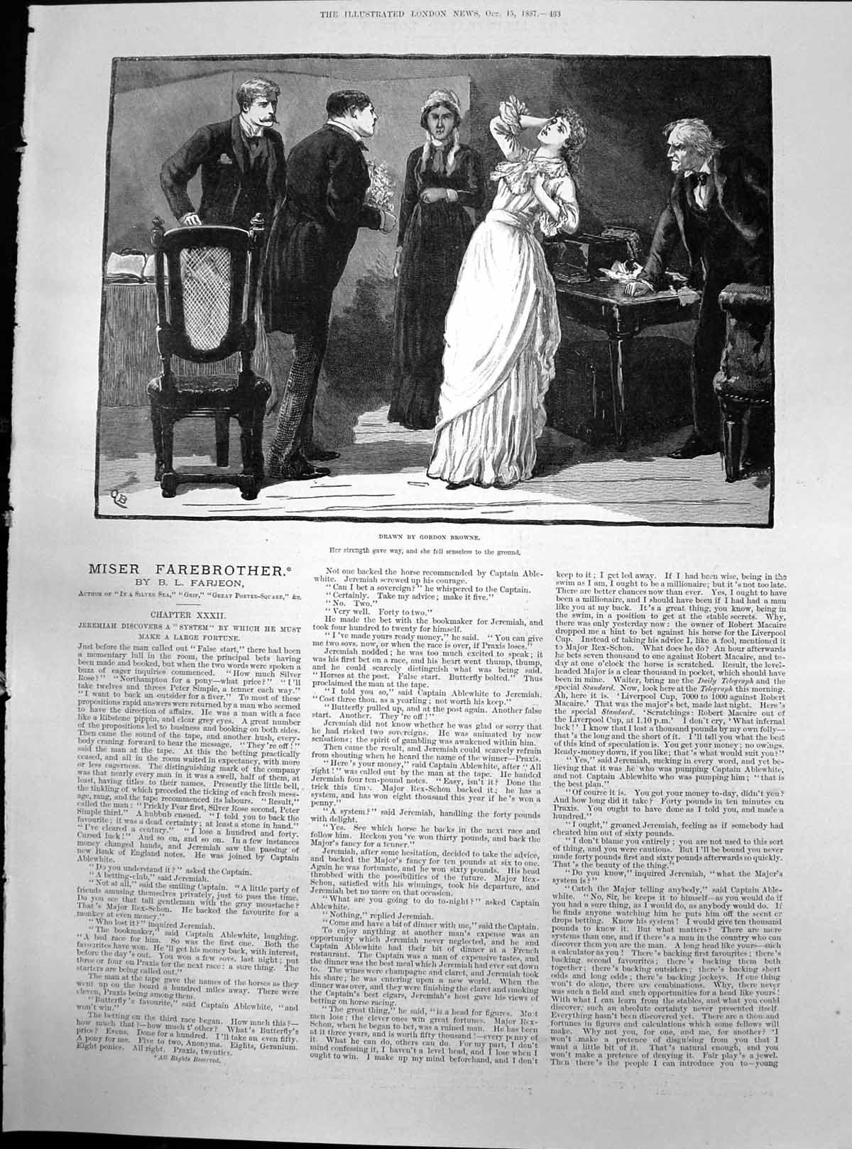 Antique Print Miser Farebrother Jeremiah System Make Fortune Lady Fell 1887